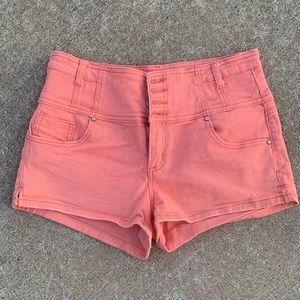High Waisted Coral Jean Shorts
